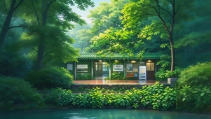 治愈雨天绿色