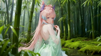 竹林可爱女孩