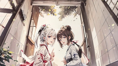 古风水墨可爱双子萝莉