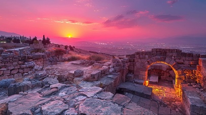 梦幻晚霞古城遗址