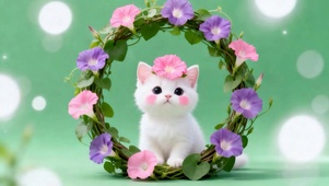头戴喇叭花猫咪