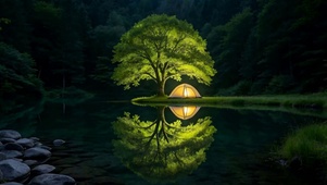 夜景古树