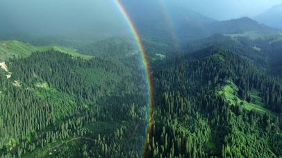山林间的圆形彩虹