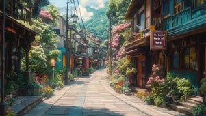 阳光夏日午后城市街景