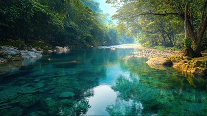 清新纯净森林河流