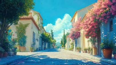 在法式小镇街道漫游