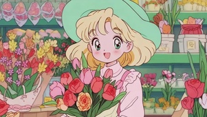 花店捧花女孩