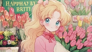郁金香少女插画