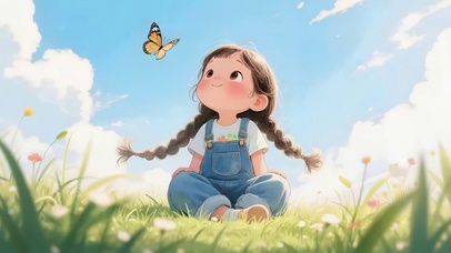 小清新抓蝴蝶女孩