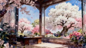 窗外的樱花树