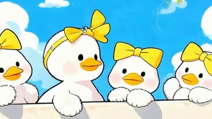 可爱一群鸭子带鱼屏