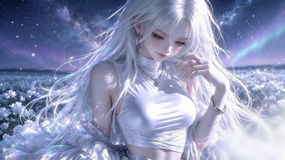 星空白发少女