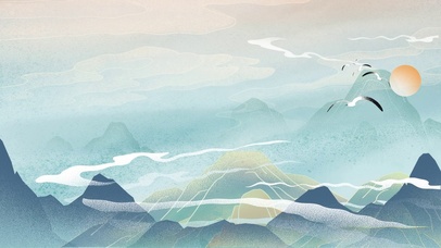 古风山水仙鹤国潮中国风