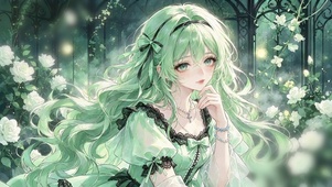 森系仿手绘动漫少女