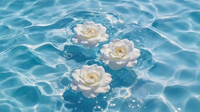 蓝色水面小花