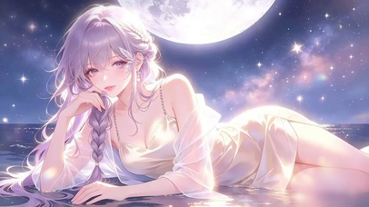 月下星空梦幻少女