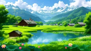 绿色护眼山水湖泊