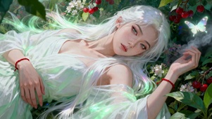 古风治愈系纯欲白发荧光美人儿