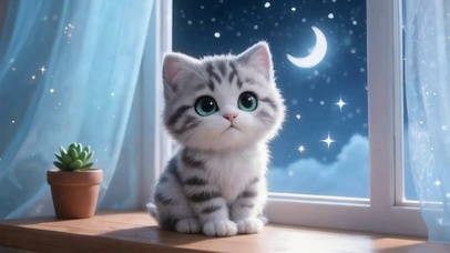 星空窗台的软萌小奶猫