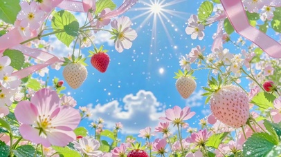 阳光下的草莓花田