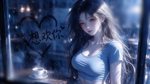 雨窗表白少女