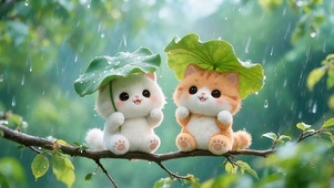 躲雨的小猫
