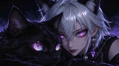 4K黑猫与银发少女