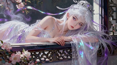 古风银发白衣绝美女神