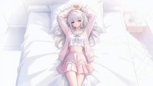 晨光里的粉白JK少女