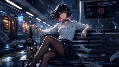 雨夜地铁少女