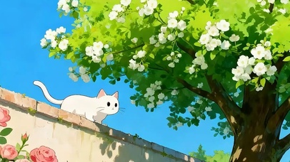 树下猫咪双屏
