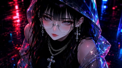 赛博朋克雨夜暗黑美少女