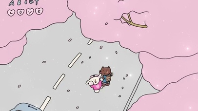 粉色云朵下的世界