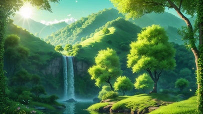 唯美治愈清新河流瀑布