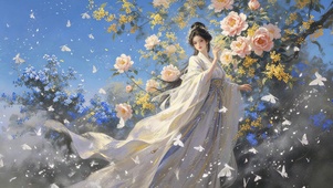 浪漫飞花古风美女壁纸
