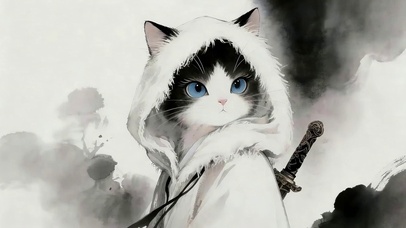 水墨风武侠猫咪