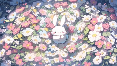4K 花丛兔子