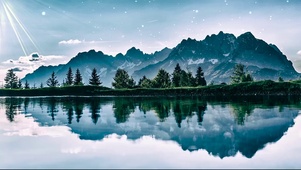 雪山下的镜湖