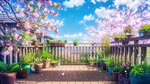 治愈唯美落花阳台