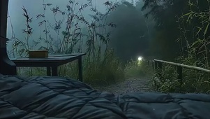 雨夜夜景带鱼屏