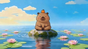 荷间悠闲小水豚