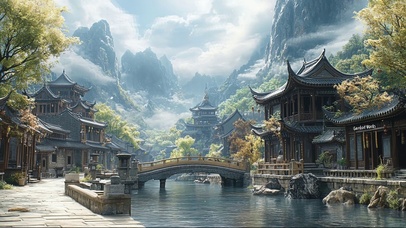 山林古城静谧午后