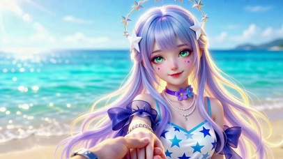 海边清新二次元美少女