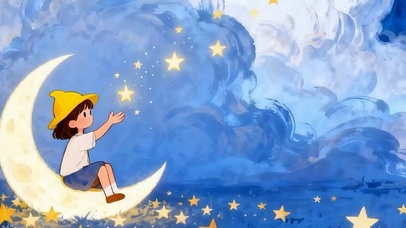 夜景望着星星带鱼屏