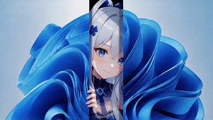 银发浅笑美少女