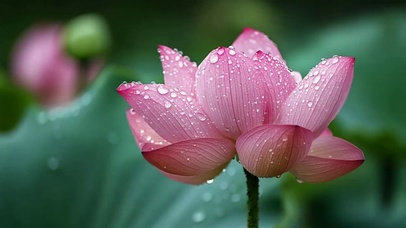 摇曳的一朵粉色荷花