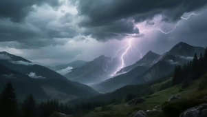 雷暴静谧山谷