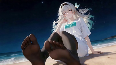 夜晚沙滩黑丝女孩