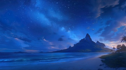 纯净星夜热带海岸