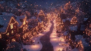 冬日雪花温馨圣诞小镇